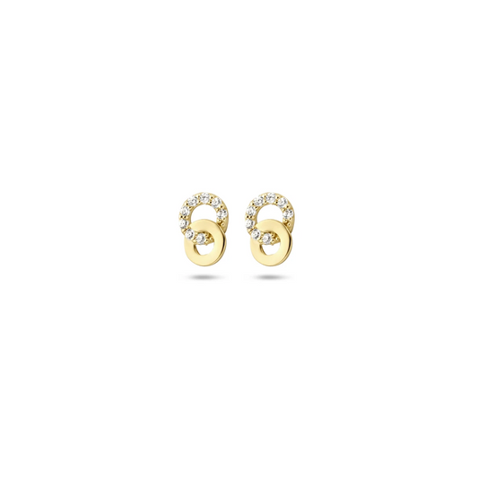 oorknoppen zirkonia 6,5 mm 14K geelgoud