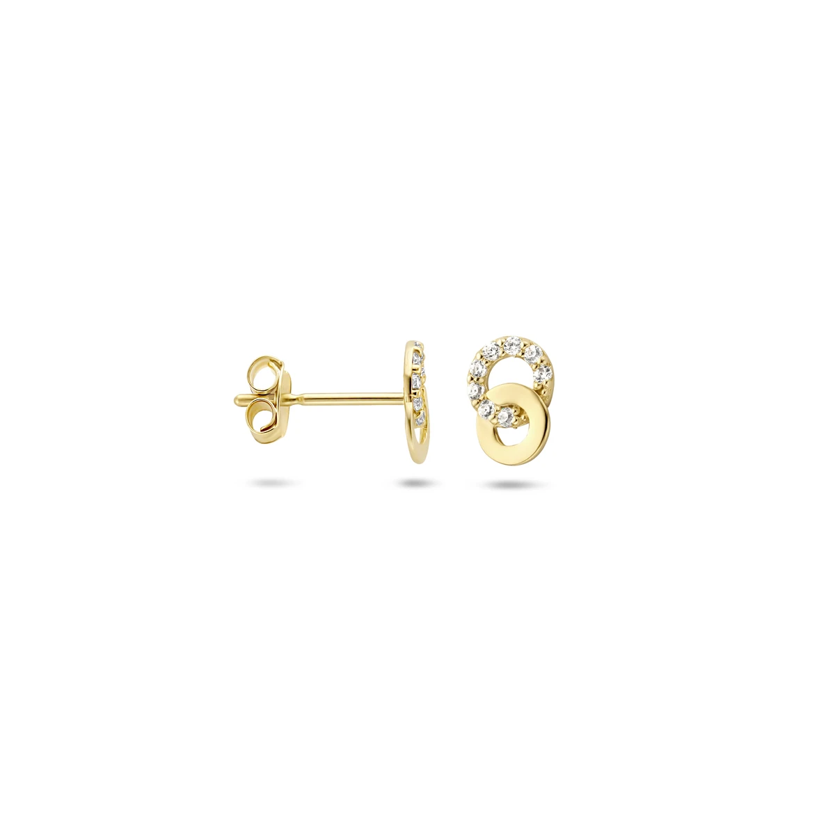 oorknoppen zirkonia 6,5 mm 14K geelgoud