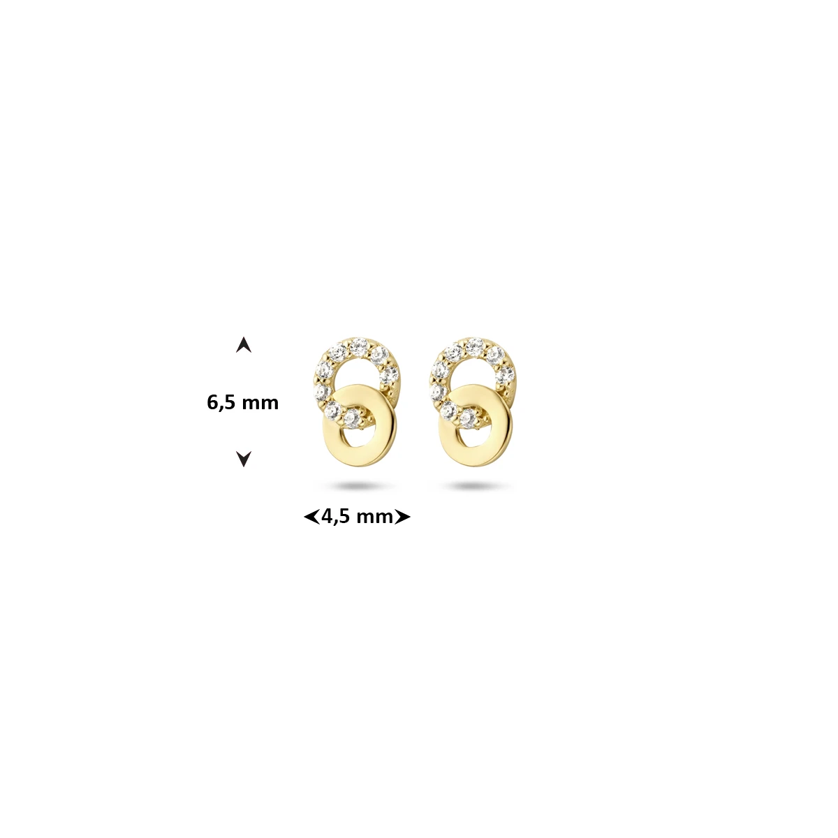 oorknoppen zirkonia 6,5 mm 14K geelgoud