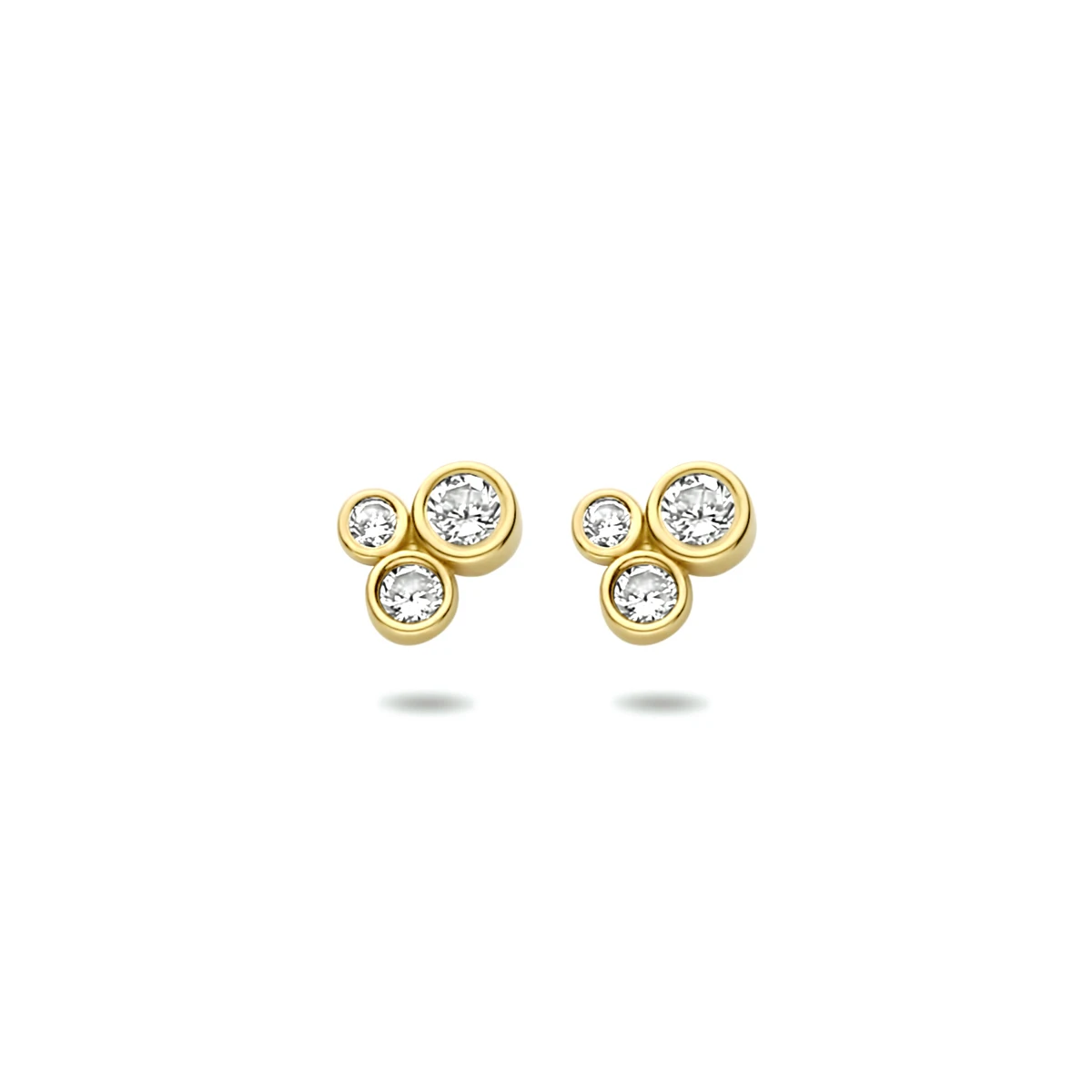 oorknoppen zirkonia 6,5 mm 14K geelgoud