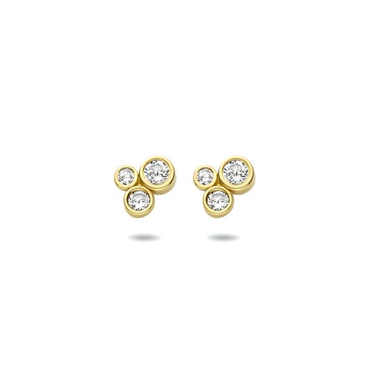 oorknoppen zirkonia 6,5 mm 14K geelgoud