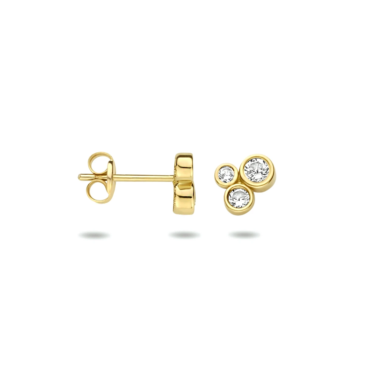 oorknoppen zirkonia 6,5 mm 14K geelgoud