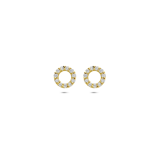 oorknoppen zirkonia 6,5 mm 14K geelgoud