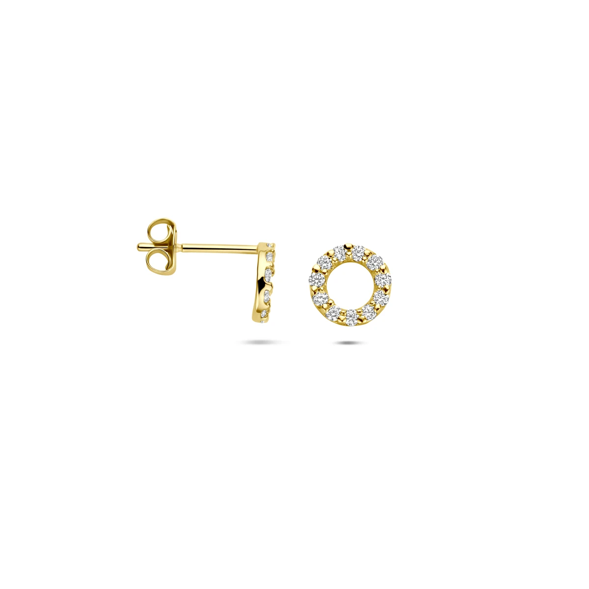 oorknoppen zirkonia 6,5 mm 14K geelgoud