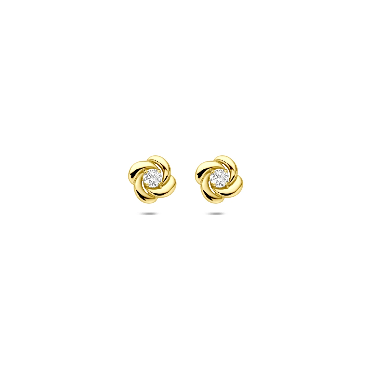 oorknoppen zirkonia 6,5 mm 14K geelgoud