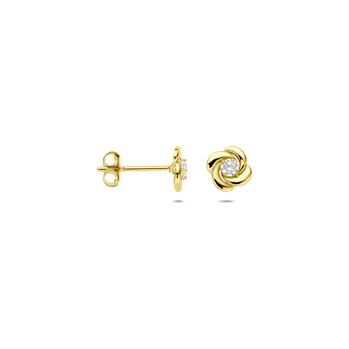 oorknoppen zirkonia 6,5 mm 14K geelgoud