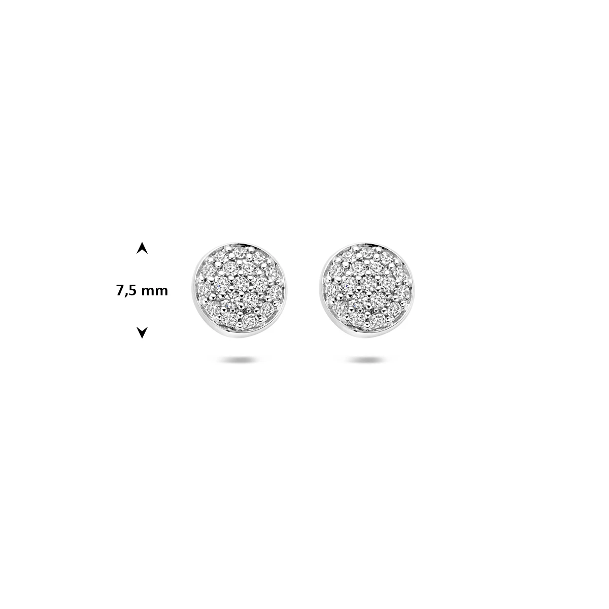 oorknoppen zirkonia 7,5 mm zilver gerhodineerd