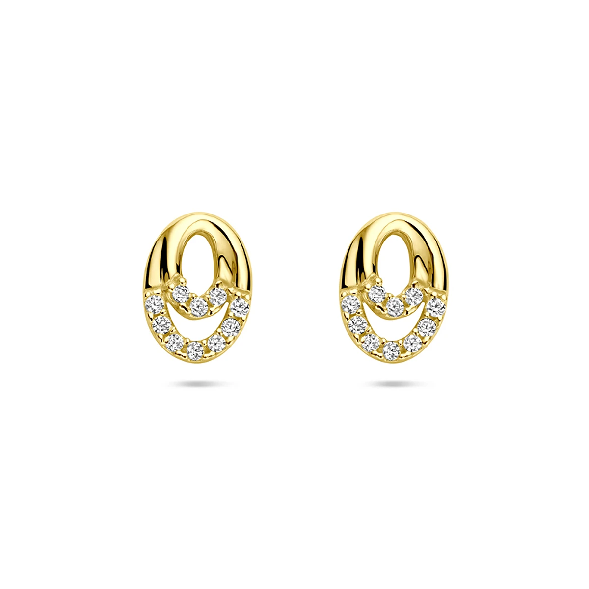 oorknoppen zirkonia 8 mm 14K geelgoud