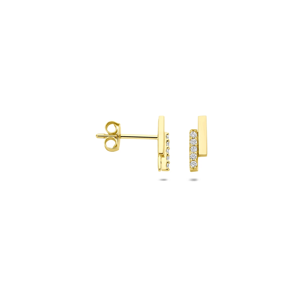 oorknoppen zirkonia 8 mm 14K geelgoud