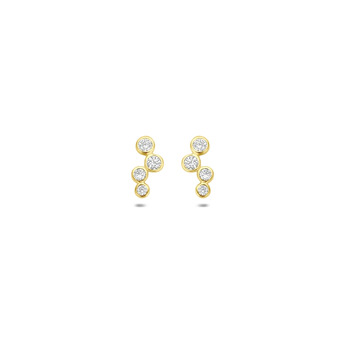 oorknoppen zirkonia 9,5 mm 14K geelgoud