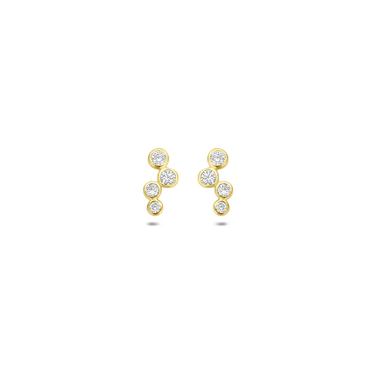 oorknoppen zirkonia 9,5 mm 14K geelgoud