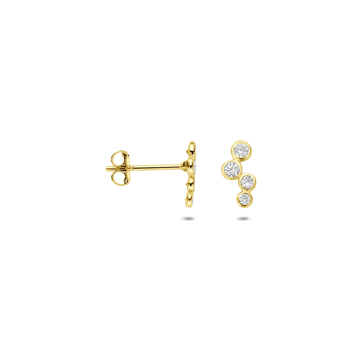 oorknoppen zirkonia 9,5 mm 14K geelgoud
