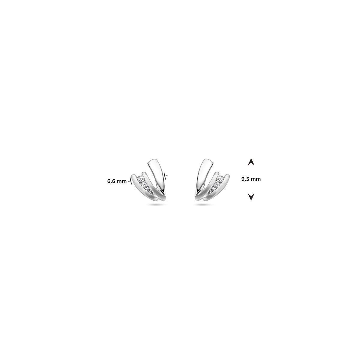 oorknoppen zirkonia 9,5 mm zilver gerhodineerd