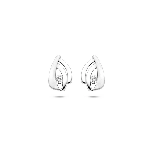 oorknoppen zirkonia poli/mat 11,5 mm zilver gerhodineerd