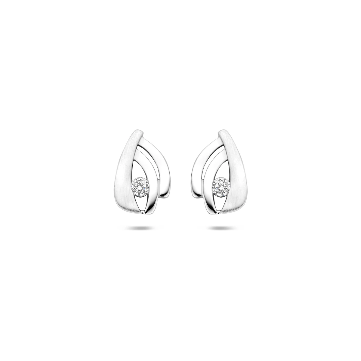 oorknoppen zirkonia poli/mat 11,5 mm zilver gerhodineerd