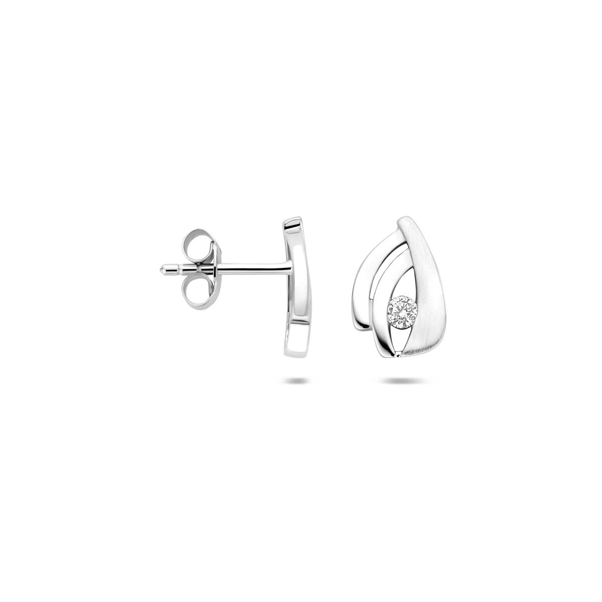 oorknoppen zirkonia poli/mat 11,5 mm zilver gerhodineerd