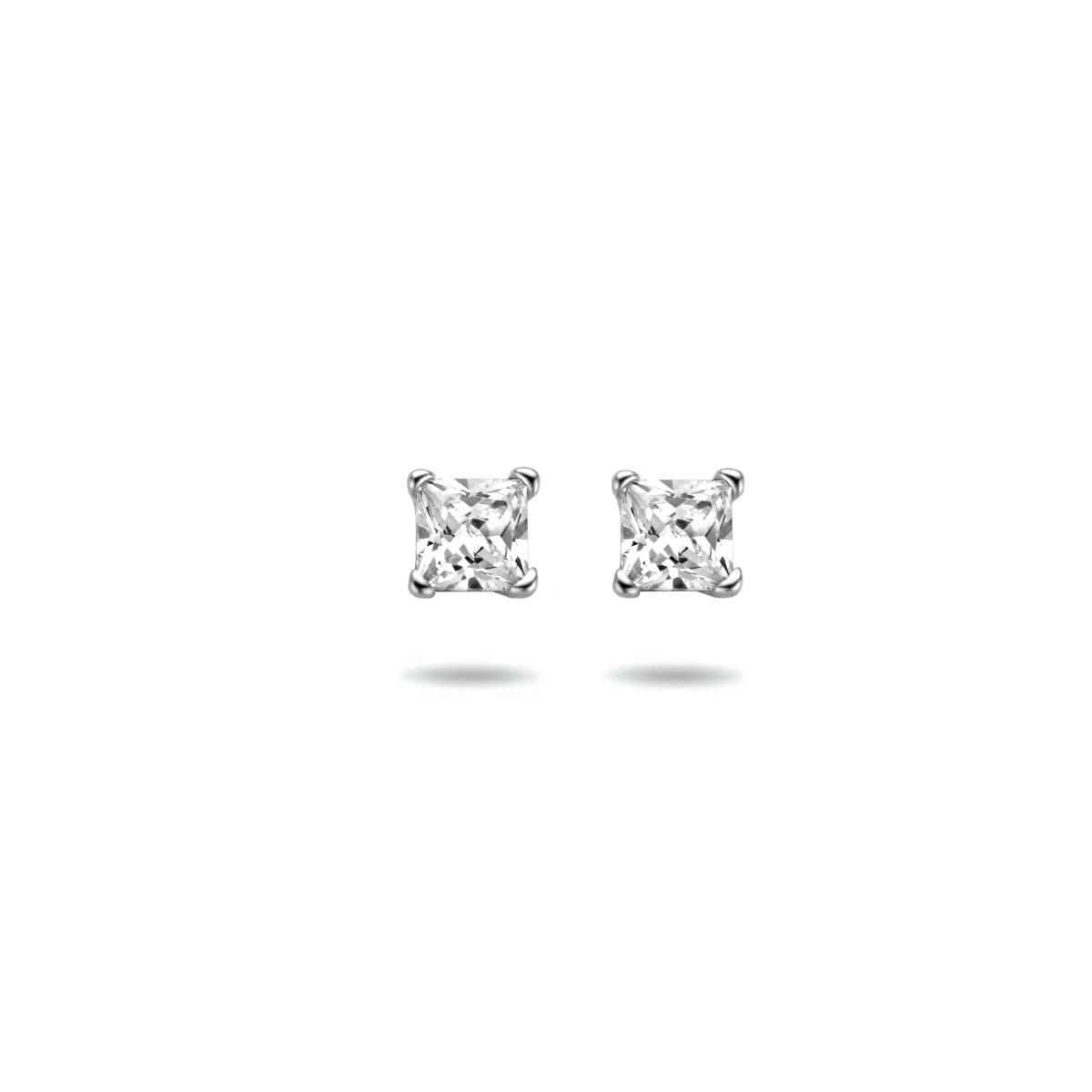 oorknoppen zirkonia zilver gerhodineerd