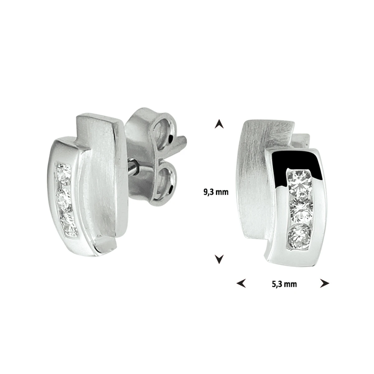 oorknoppen zirkonia zilver gerhodineerd