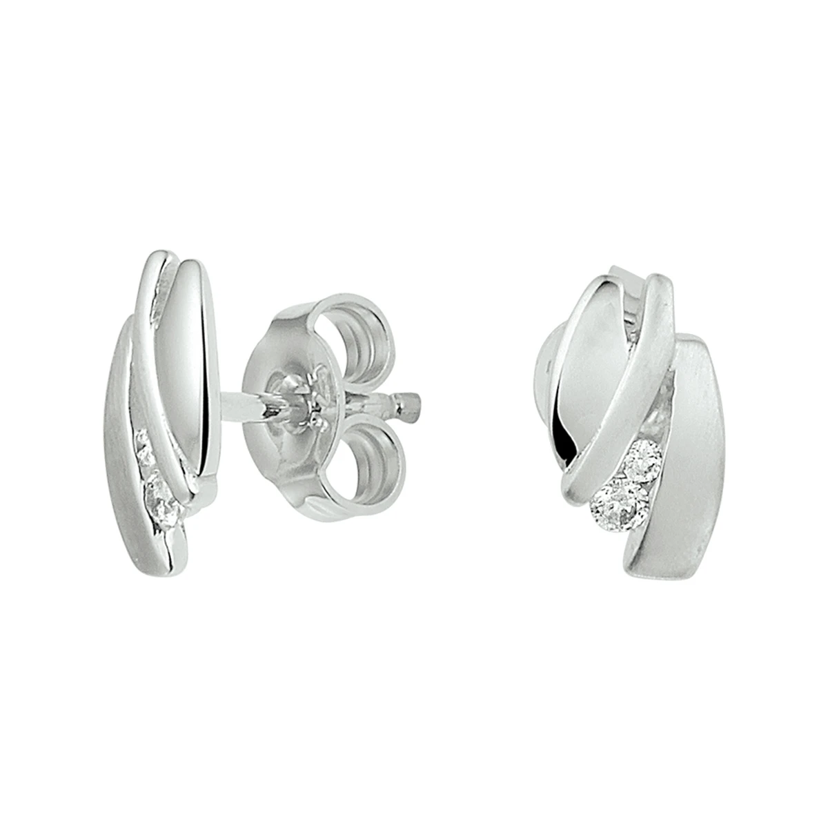 oorknoppen zirkonia zilver gerhodineerd