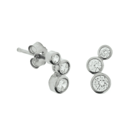 oorknoppen zirkonia zilver gerhodineerd