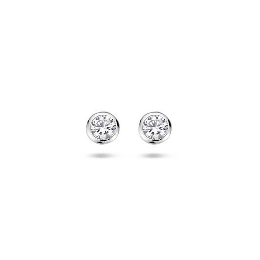 oorknoppen zirkonia zilver gerhodineerd
