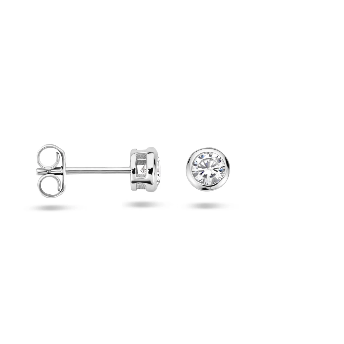 oorknoppen zirkonia zilver gerhodineerd