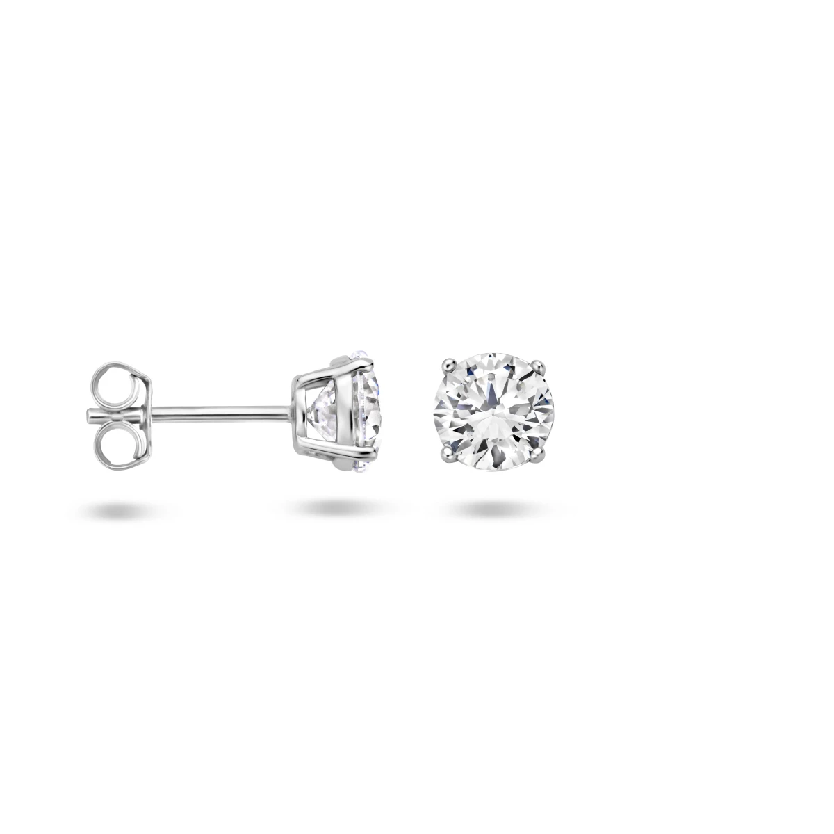 oorknoppen zirkonia zilver gerhodineerd