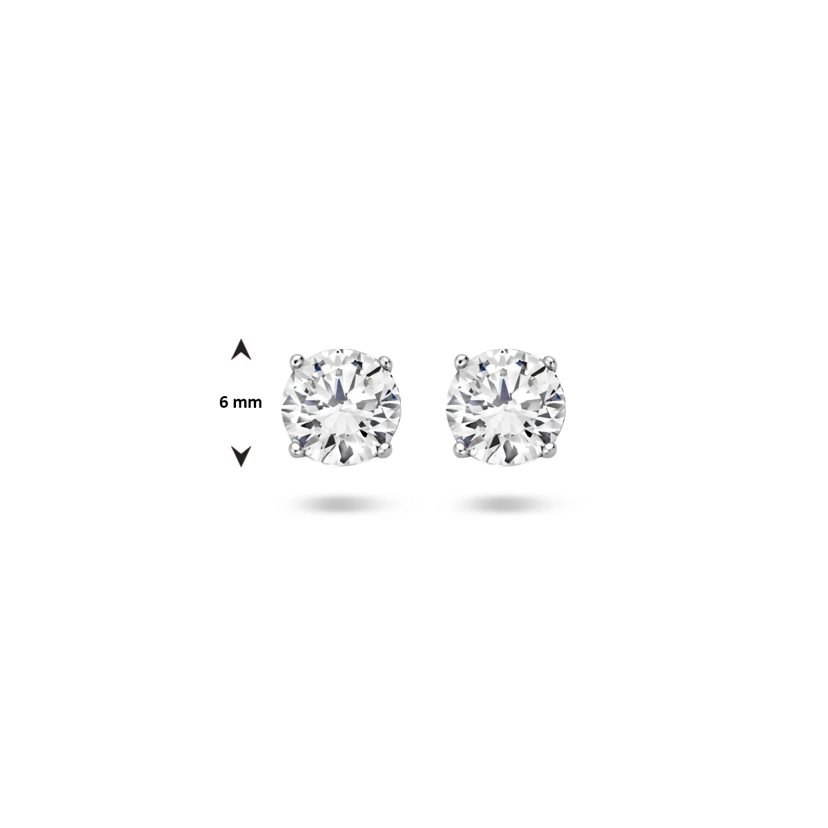 oorknoppen zirkonia zilver gerhodineerd