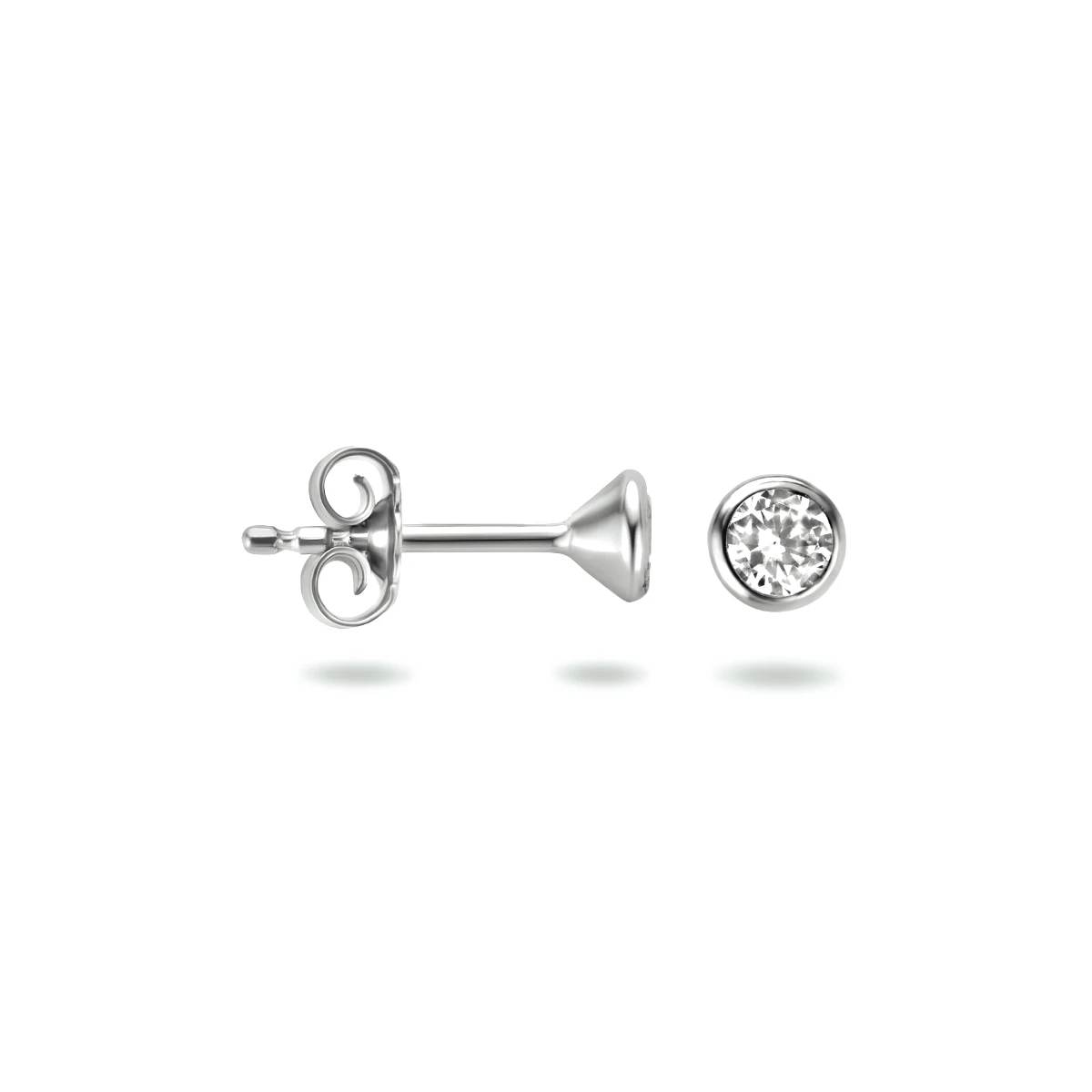 oorknoppen zirkonia zilver gerhodineerd