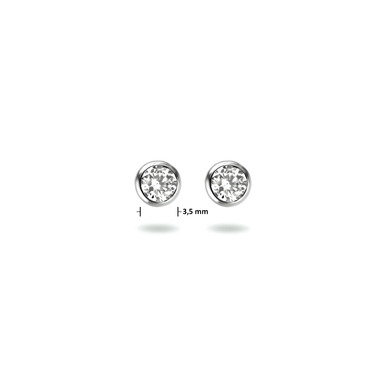 oorknoppen zirkonia zilver gerhodineerd