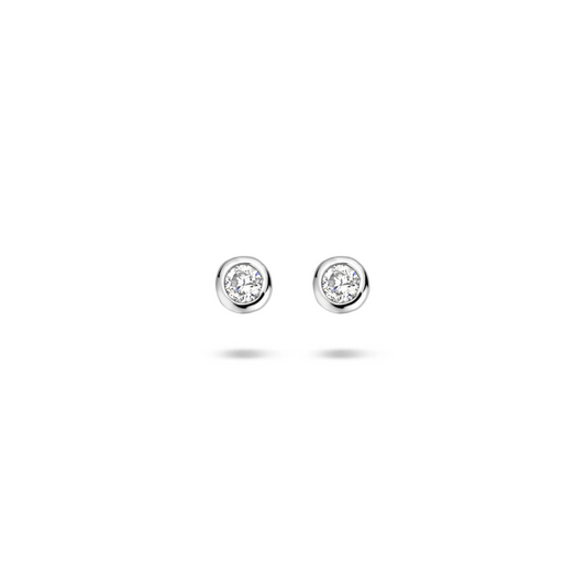 oorknoppen zirkonia zilver gerhodineerd