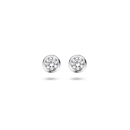 oorknoppen zirkonia zilver gerhodineerd
