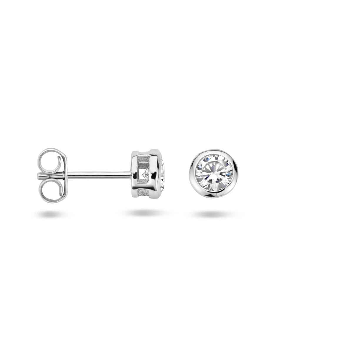 oorknoppen zirkonia zilver gerhodineerd