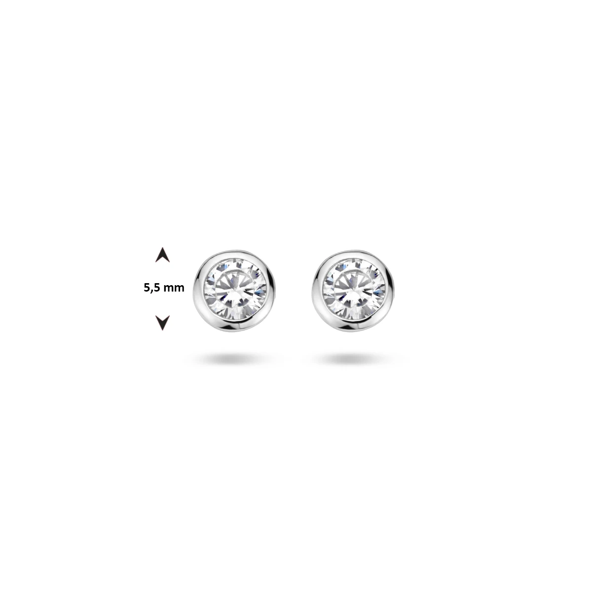 oorknoppen zirkonia zilver gerhodineerd