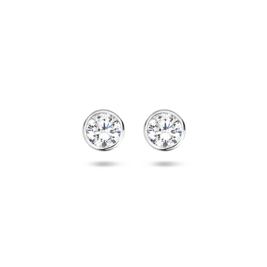 oorknoppen zirkonia zilver gerhodineerd