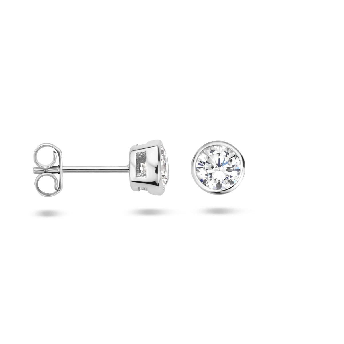oorknoppen zirkonia zilver gerhodineerd