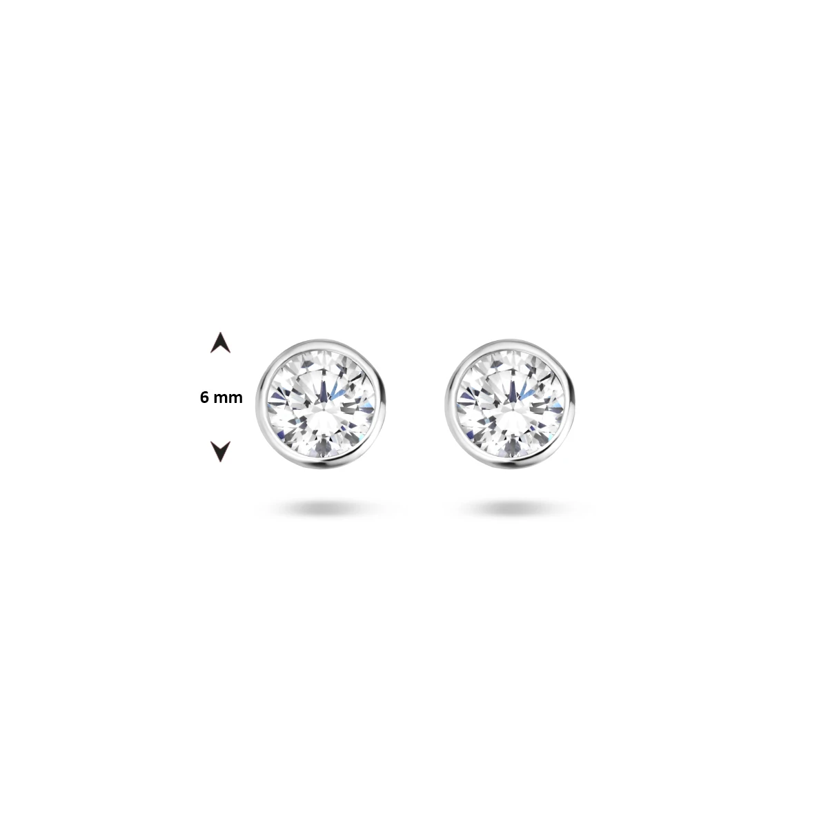 oorknoppen zirkonia zilver gerhodineerd