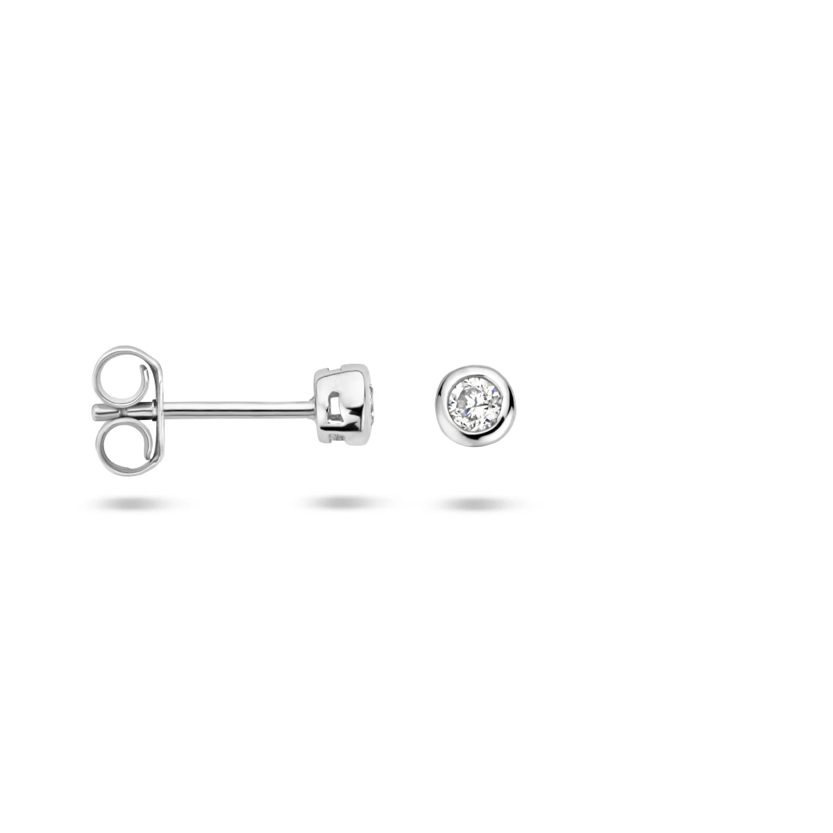 oorknoppen zirkonia zilver gerhodineerd