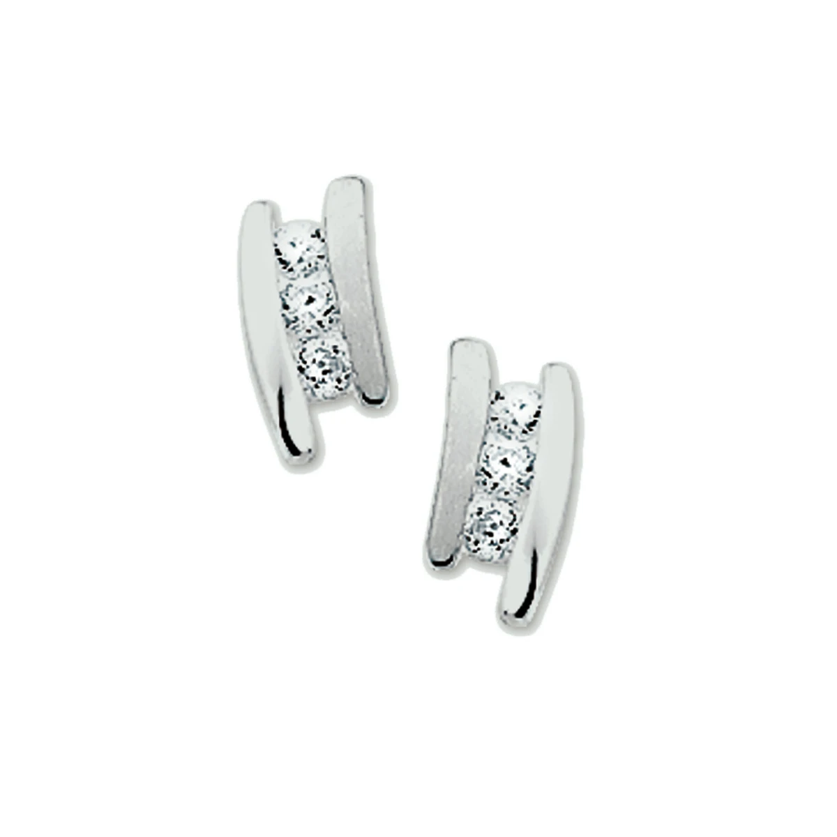 oorknoppen zirkonia zilver gerhodineerd