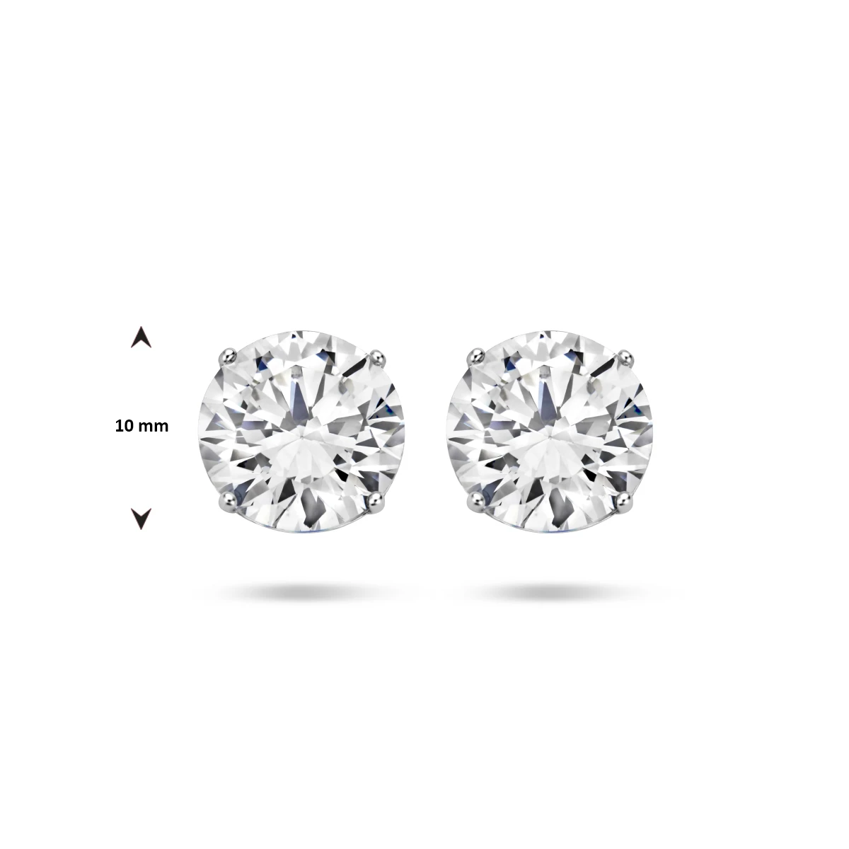 oorknoppen zirkonia zilver gerhodineerd