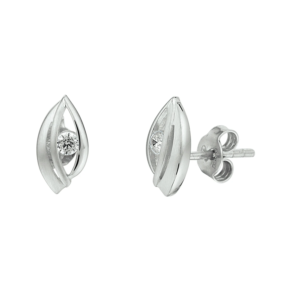 oorknoppen zirkonia zilver gerhodineerd