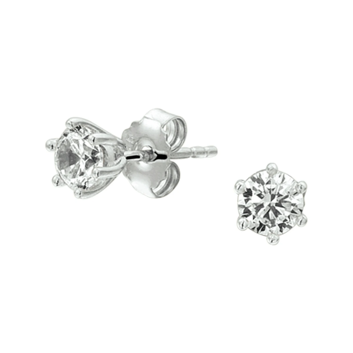 oorknoppen zirkonia zilver gerhodineerd