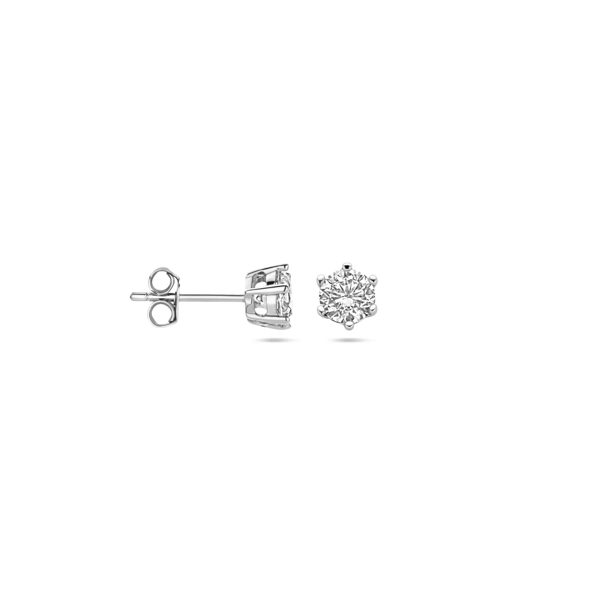 oorknoppen zirkonia zilver gerhodineerd