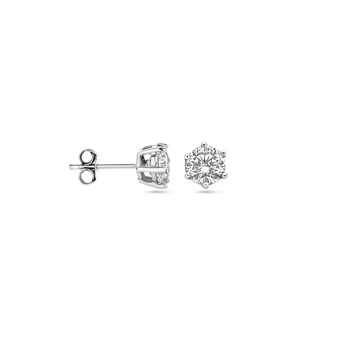 oorknoppen zirkonia zilver gerhodineerd
