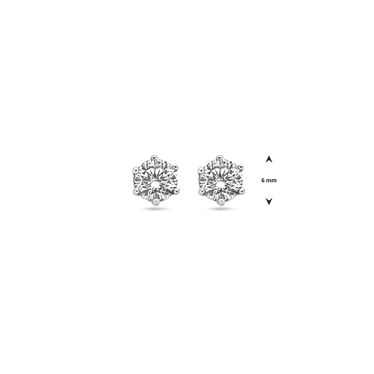 oorknoppen zirkonia zilver gerhodineerd
