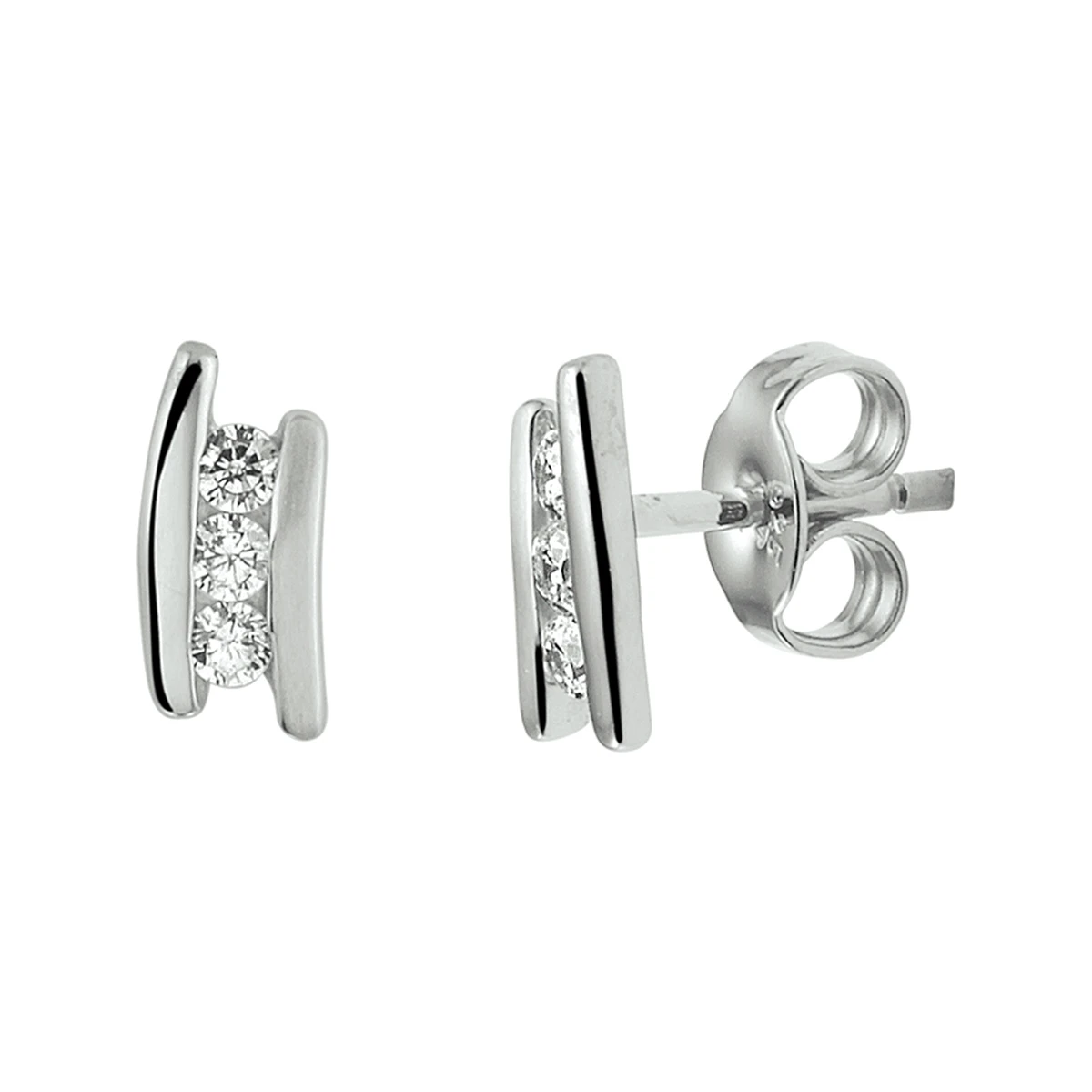 oorknoppen zirkonia zilver gerhodineerd