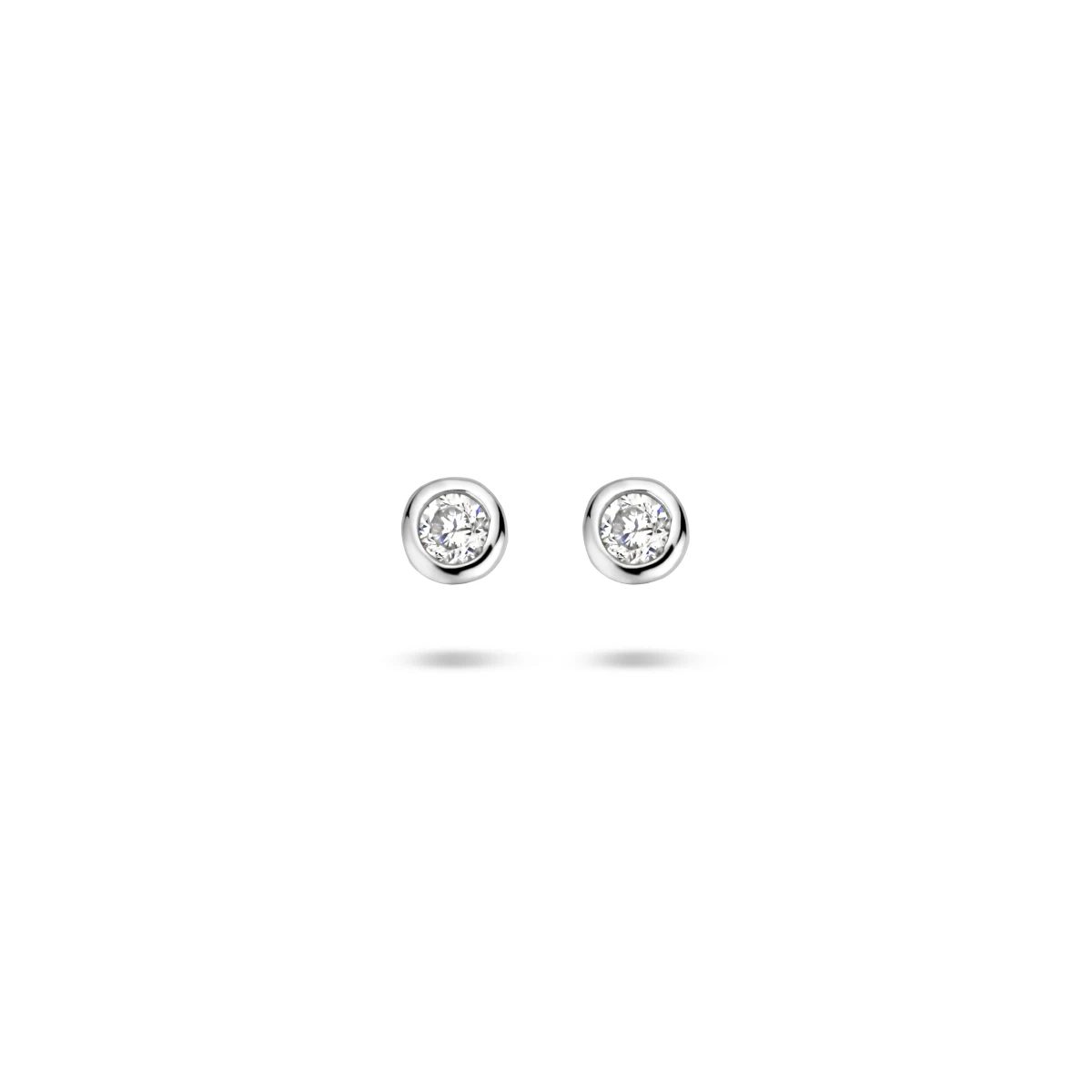 oorknoppen zirkonia zilver gerhodineerd