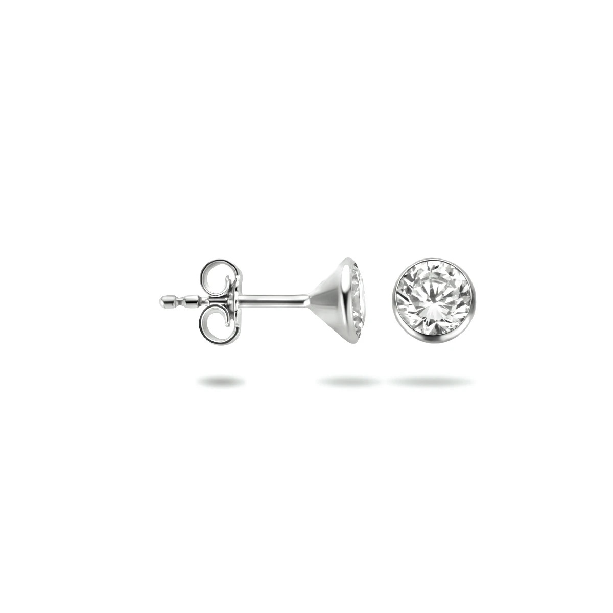 oorknoppen zirkonia zilver gerhodineerd