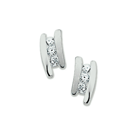 oorknoppen zirkonia zilver gerhodineerd
