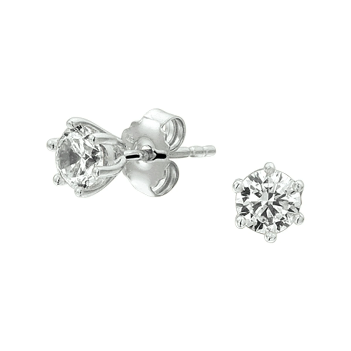 oorknoppen zirkonia zilver gerhodineerd